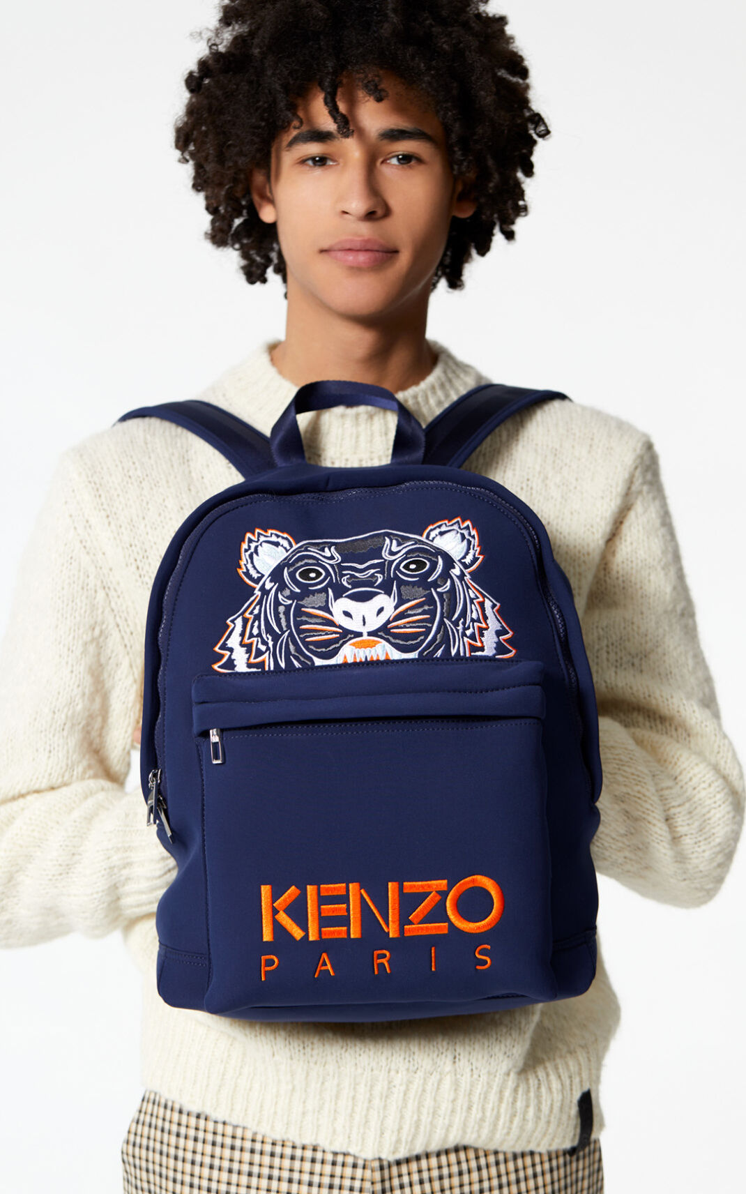 Kenzo Large Neoprene Tiger Sırt Çantası Erkek Lacivert Mavi | 1342-RXBGD